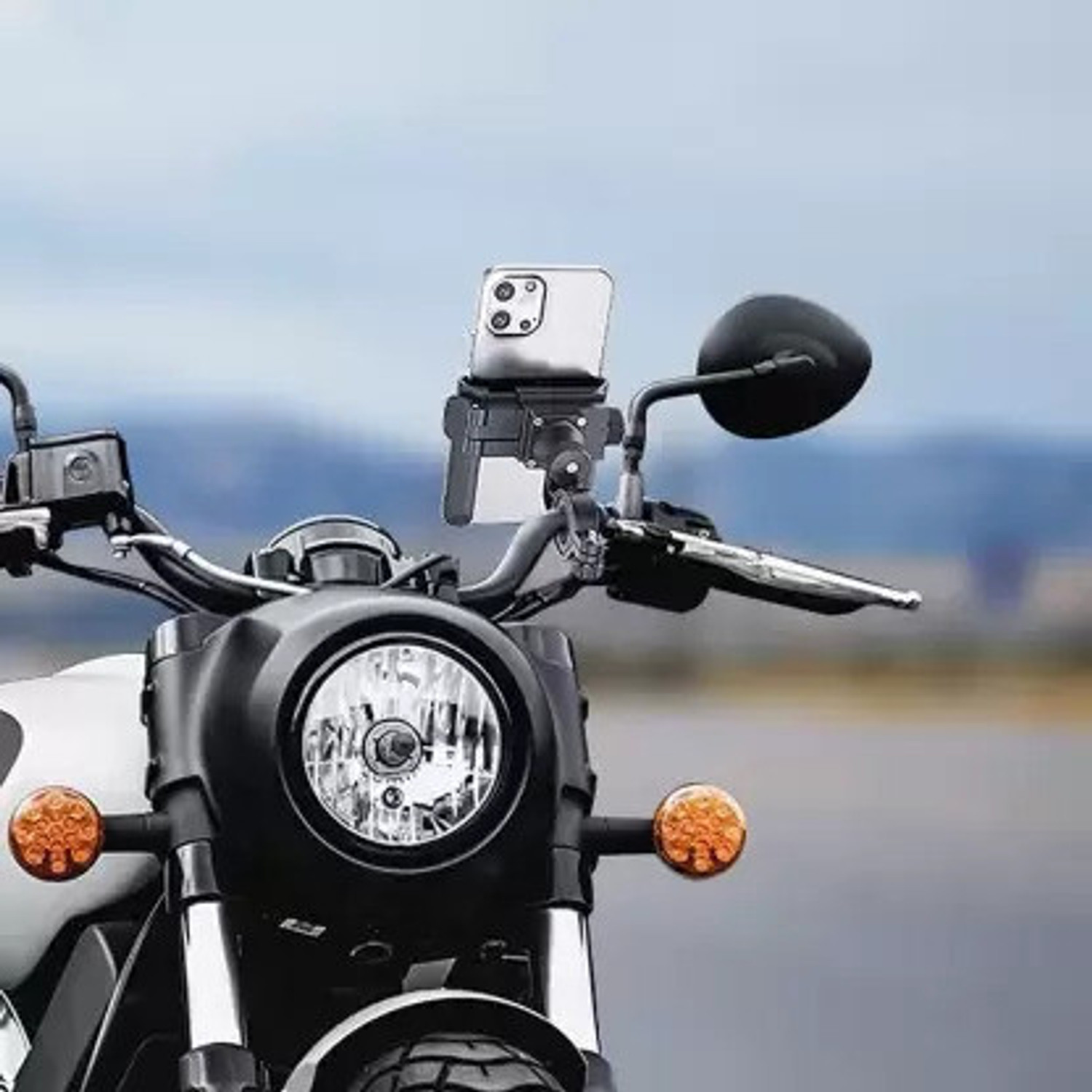 Image of Autofledge Universal Metal Body 360 Degree Rotating Handlebar Cradle Stand with USB Charger Bike Mobile Holder