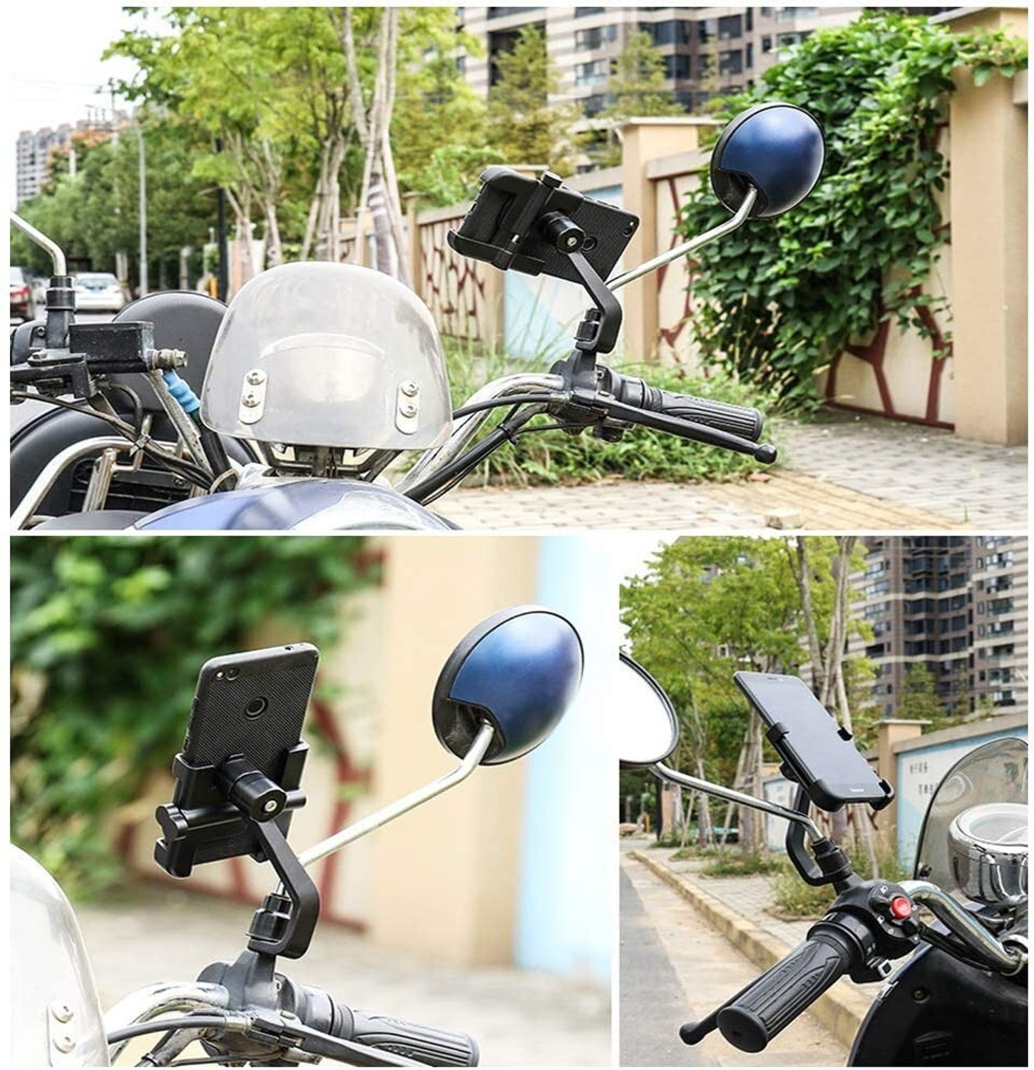Image of Ultra Wise Mirror Fitting Metal Mobile Holder For TVS NTORQ Bike Mobile Holder