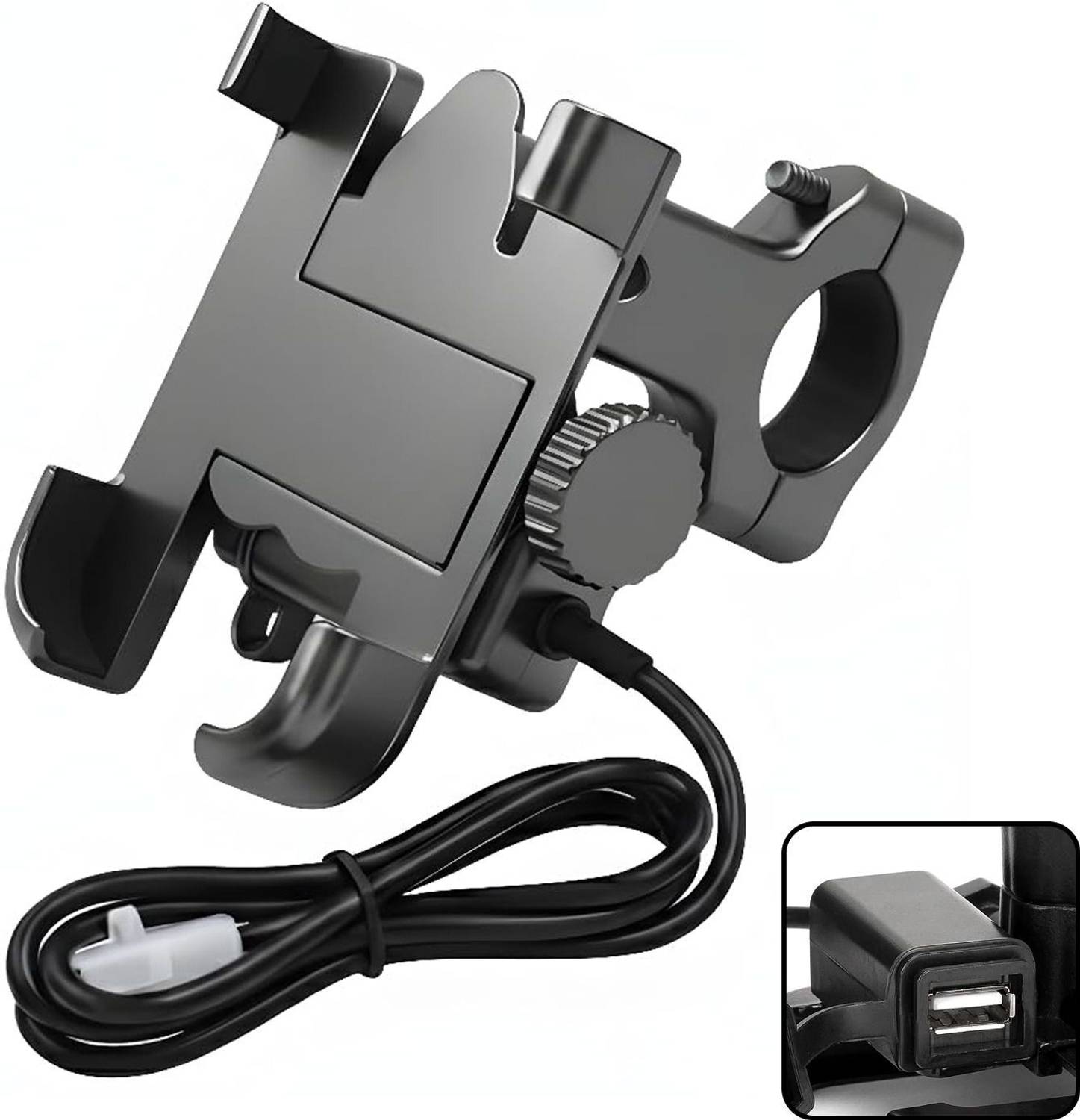 aksmit 360° Rotatable Bike Phone Holder with USB Charger - Image 1