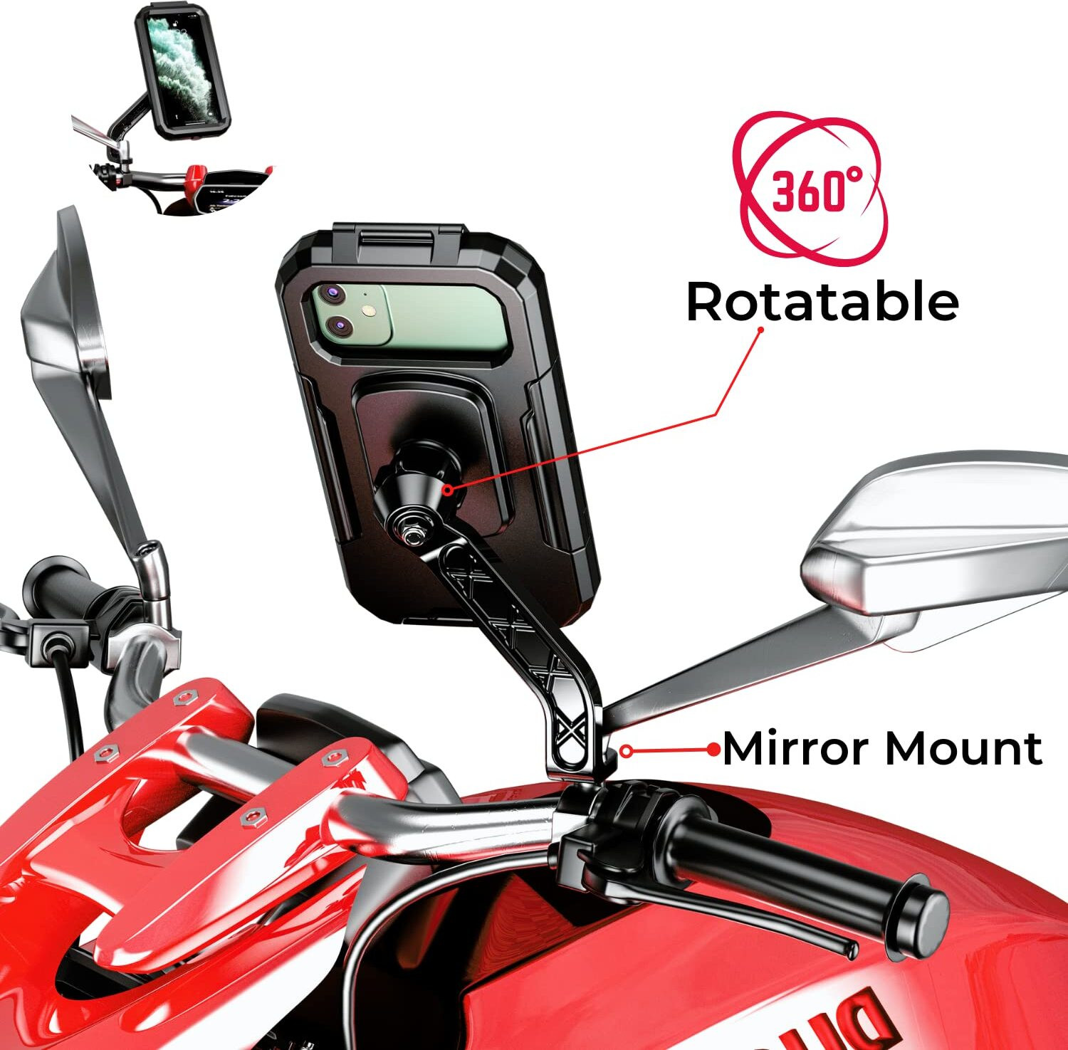Image of FwellT Bike /Scooty Mobile Holder Waterproof 360 Rotation GPS Holder Bike Mobile Holder
