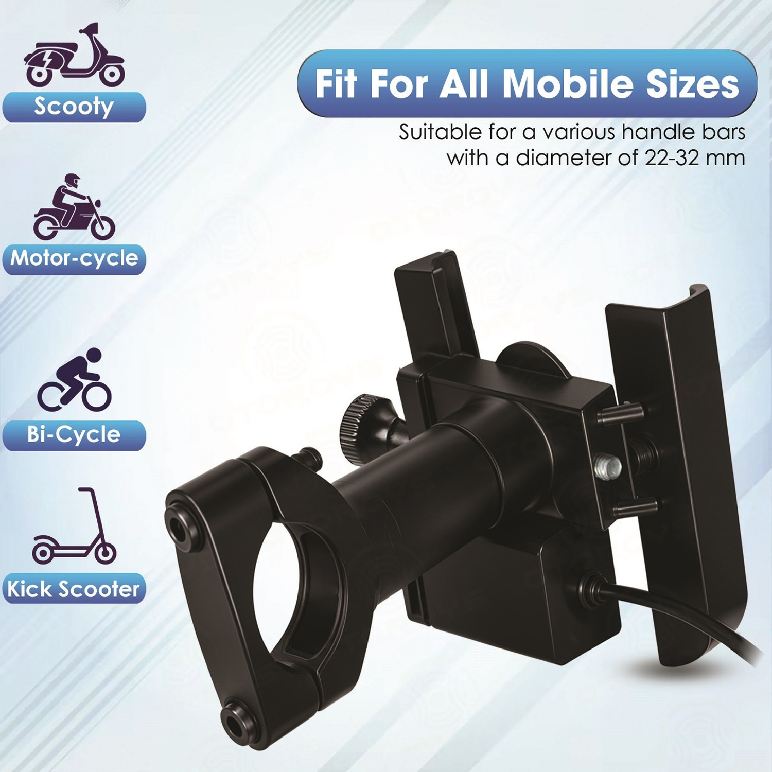 Image of Otoroys Universal Bike Mount Holder Metal Full Body with Charging Point Bike Mobile Holder