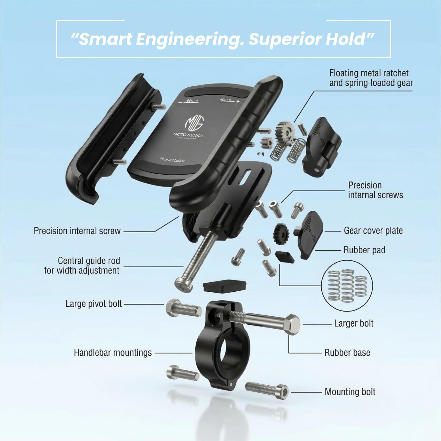 Image of Moto Genius Anti-Vibration 360 Rotating Bike Bicycle Scooter Phone Holder | Aluminium Bike Mobile Holder
