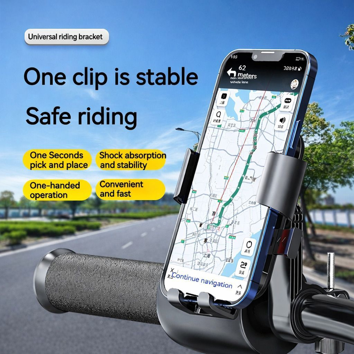 Image of MORTER XY-088 Bike Mobile Holder with Alloy Body, One Click Lock, Shockproof Bike Mobile Holder
