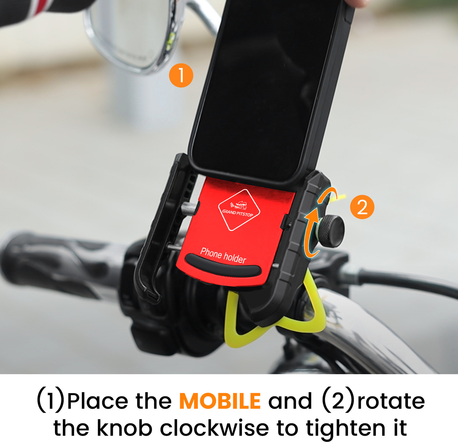 Image of GrandPitstop Jaw Grip 360 Rotation|Phone Mount for Motorcycle,Bicycle,Scooter|GPS Navigation Bike Mobile Holder