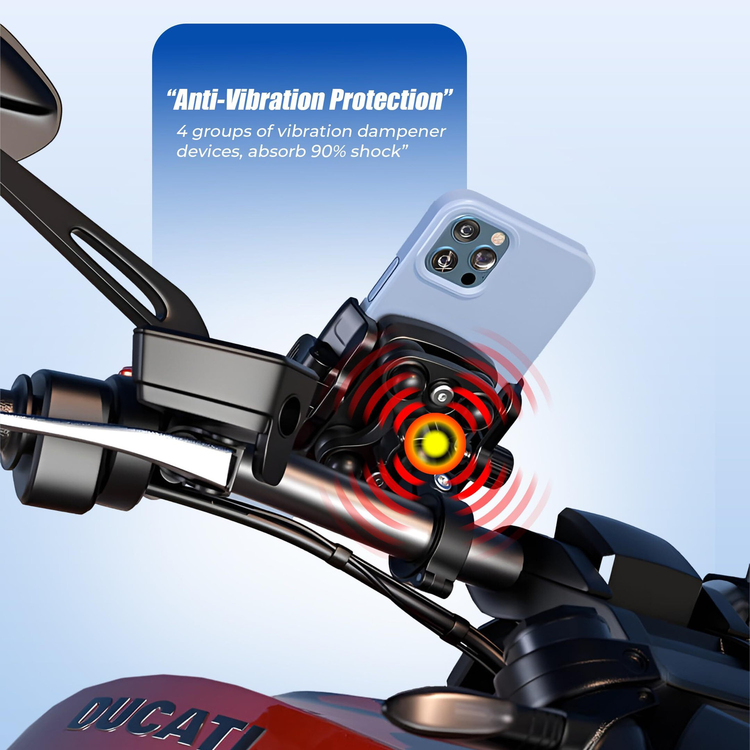 Image of Moto Genius Anti-Vibration 360 Rotating Bike Bicycle Scooter Phone Holder | Aluminium Bike Mobile Holder