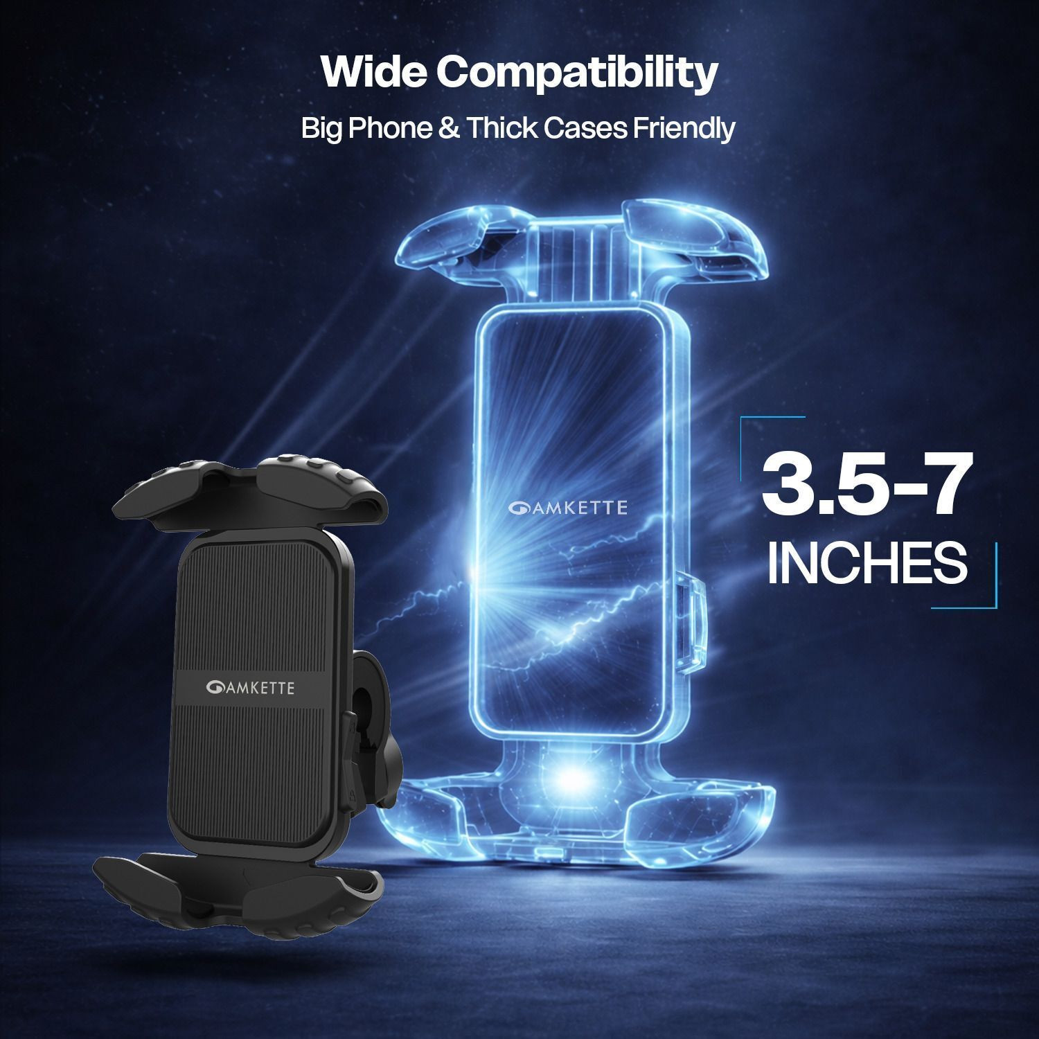 Image of AMKETTE iGrip Secure X Mobile Holder for Bike with One-Press Locking Bike Mobile Holder