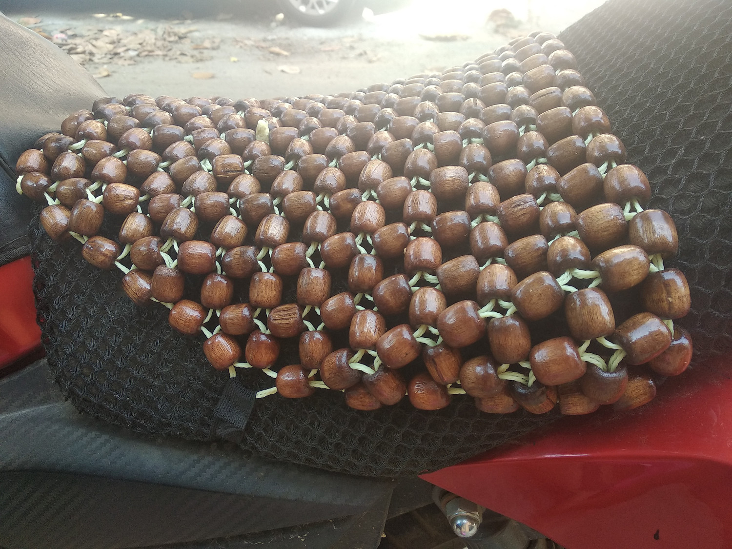 Image of Q1 Beads Wooden cushion Gel pad for all the Bike & Scooter Single Bike Seat Cover For Yamaha, Suzuki, Hero, KTM, Hyosung, TVS, Royal Enfield, Bajaj, Honda FZ16, Pulsar 150 DTS-i, Pulsar 220 DTS-i, R15, Aviator, Pleasure, Classic Desert Storm, Gixxer SF, Activa, Splendor, Access, Sport, Classic 350, Pulsar 135 LS DTS-i, Duke 200, CBR 150R, Apache, Discover 125 DTS-i, Pulsar 180 DTS-i, Thunder Bird 350, Apache RTR 160, CB Shine, Unicorn, CB Hornet 160, Continental GT, Avenger 220 DTS-i, Ninja 300