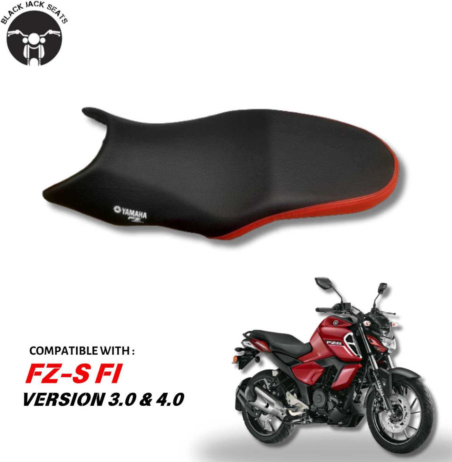 blackjackseats FZ-S V4 RED SP SEAT COVER Single Bike Seat Cover For Yamaha FZ-S