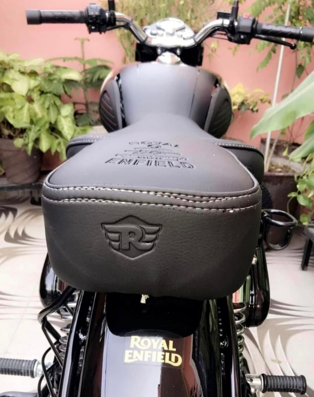 Image of Ahujaseatcover Ca12 Single Bike Seat Cover For Royal Enfield Bullet Classic