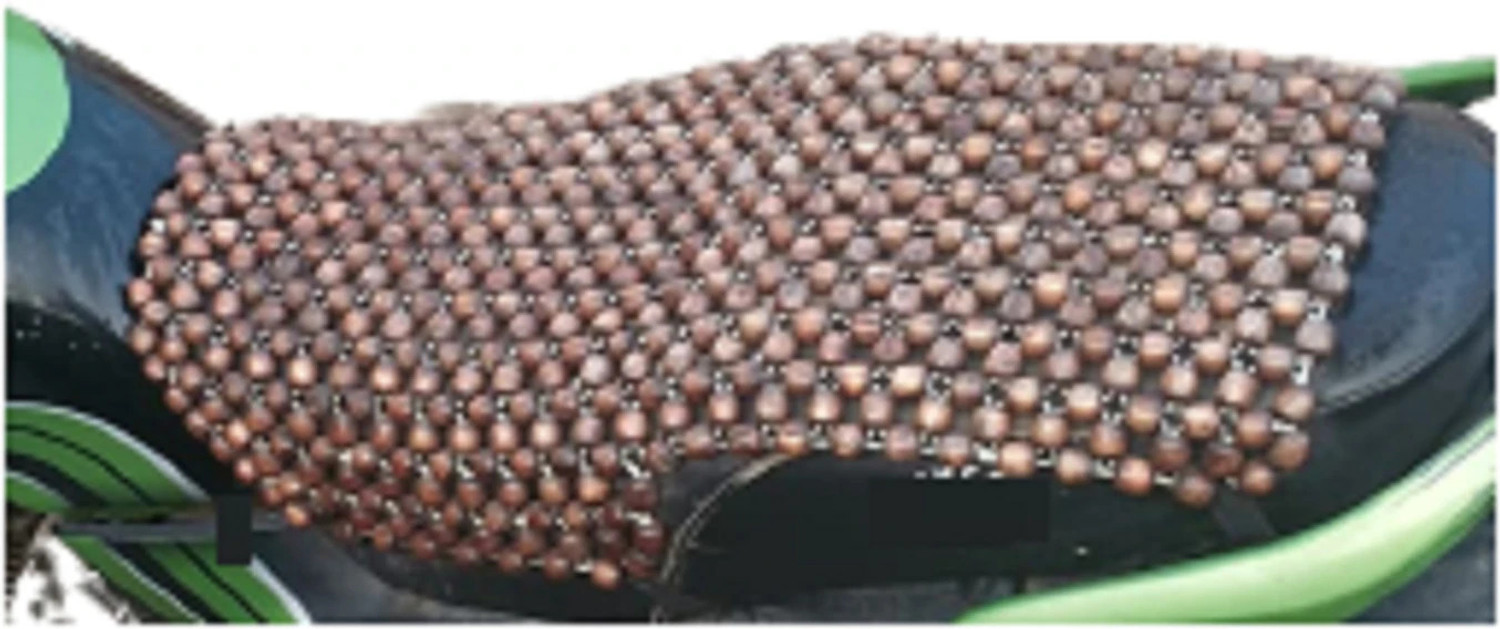 Image of Q1 Beads Acupuncture Design Wooden Beads Bike seat Cover -Full seat Cushion /air Cushion /Gel /seat pad for Bike & Scooty - Pack of 1 (L-Universal fit, Coffee Color) Single Bike Seat Cover For Yamaha, Suzuki, Hero, TVS, Royal Enfield, Honda, Bajaj, Kinetic Avenger 160, Activa 6G, Pleasure, Access 125, Bullet Classic, Maestro Edge, Aviator, Apache RTR 160, Pulsar, CB Shine, Passion Pro, Unicorn, Splendor Plus, Thunder Bird 500, Maestro