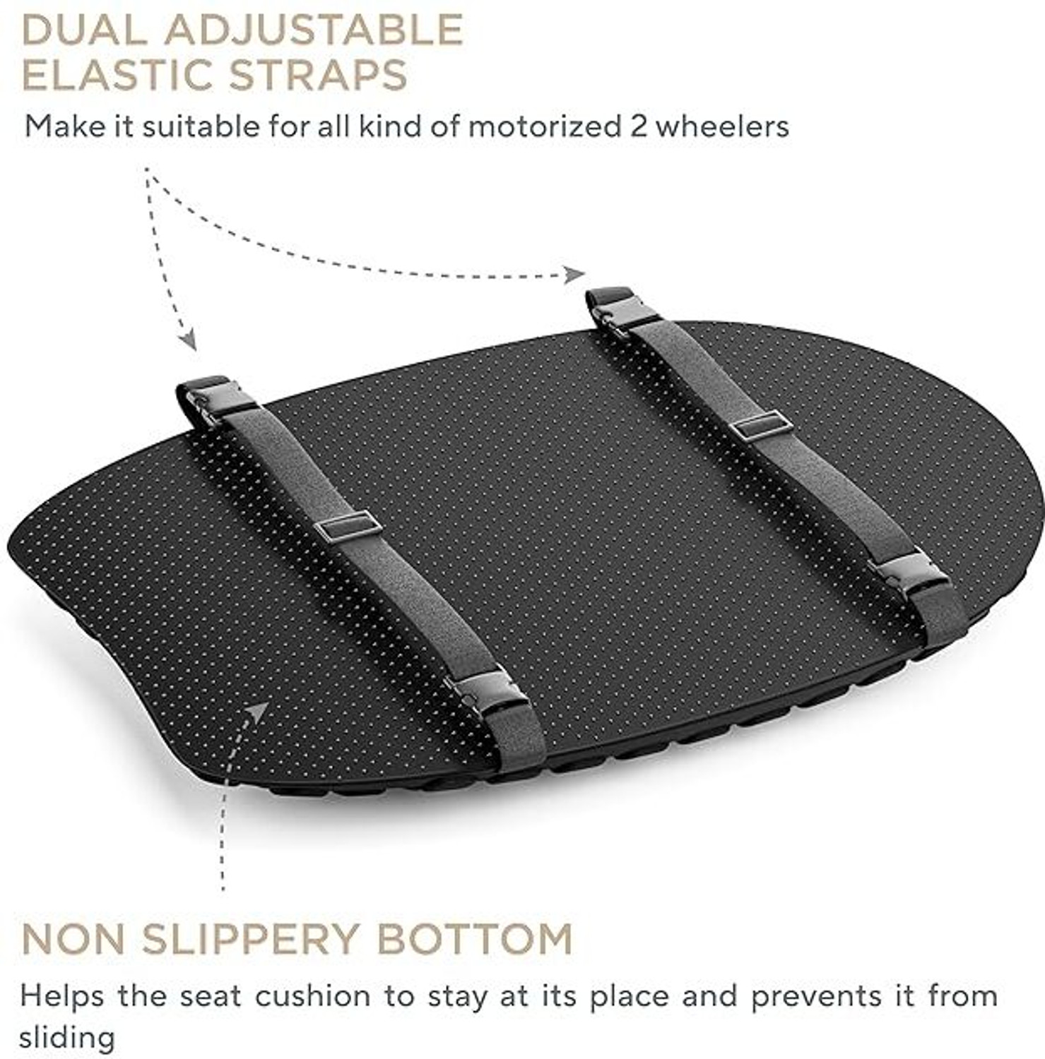 Image of FOVERA Motorcycle Gel Cushion - Supports Sit Bones, Tailbone, and Buttock Muscles- Single Bike Seat Cover For Universal For Bike NA