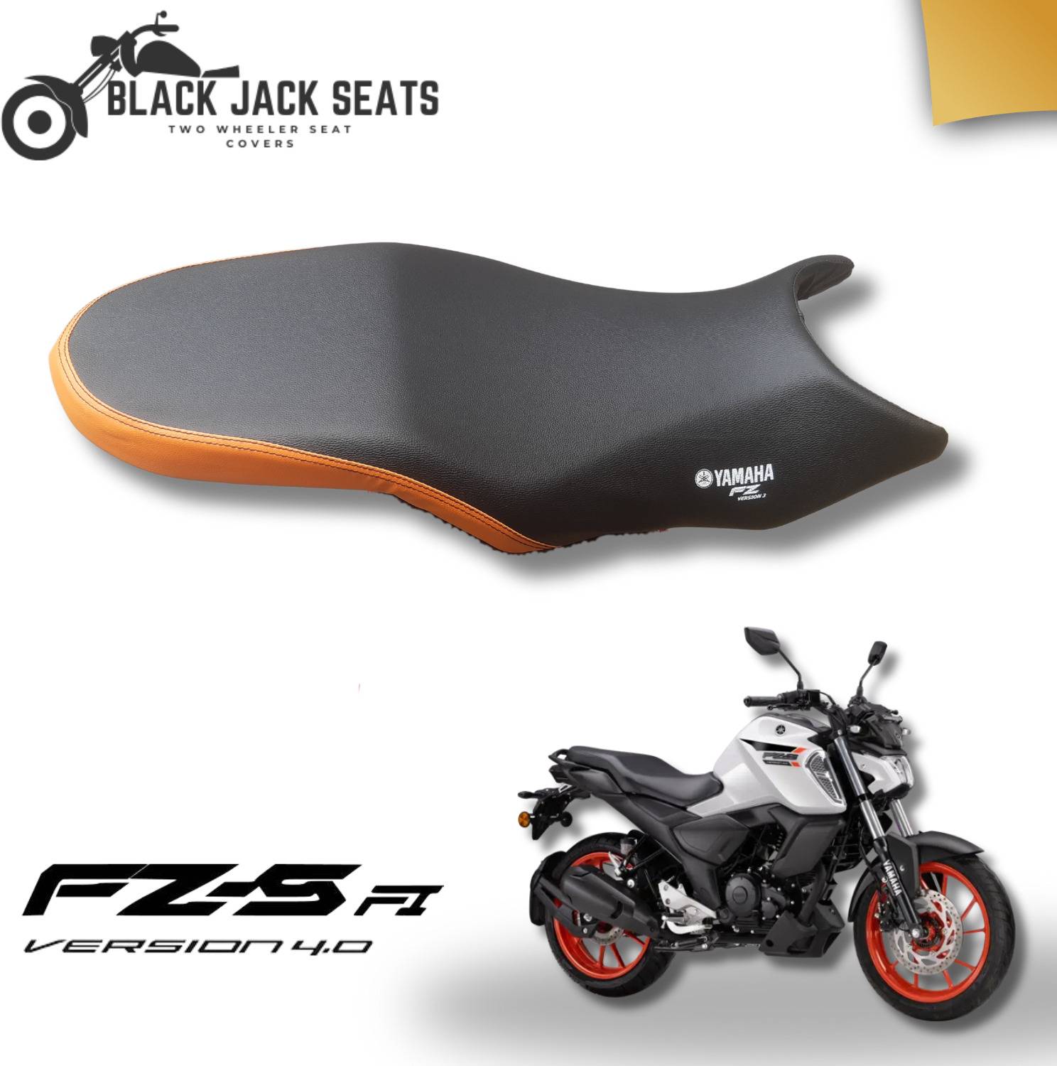 blackjackseats Premium Seat cover for FZ-S FI Version 4.0 and 3.0 ORANGE SP SEAT COVER Single Bike Seat Cover For Yamaha FZ-S