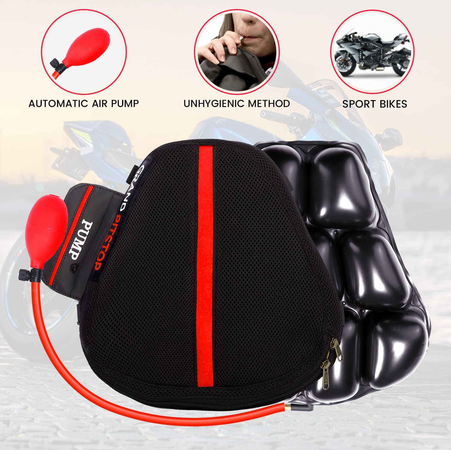 Image of GrandPitstop AirSeat-Sports-Pre Sports Single Bike Seat Cover For Universal For Bike Classic