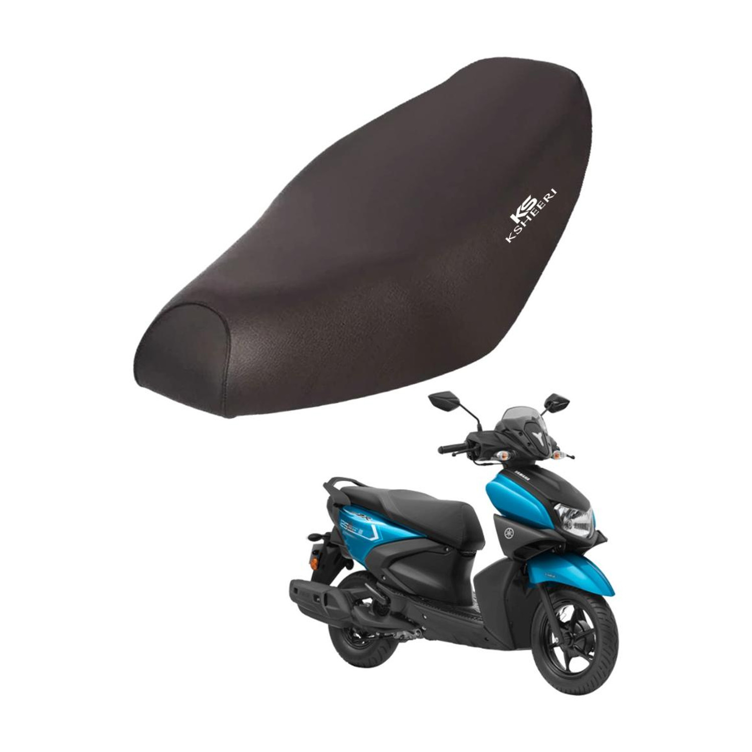 Image of KSHEERI Ray ZR 125 Scooty Removable & Washable PU Leather Waterproof Seat Cover Single Bike Seat Cover For Yamaha Ray ZR