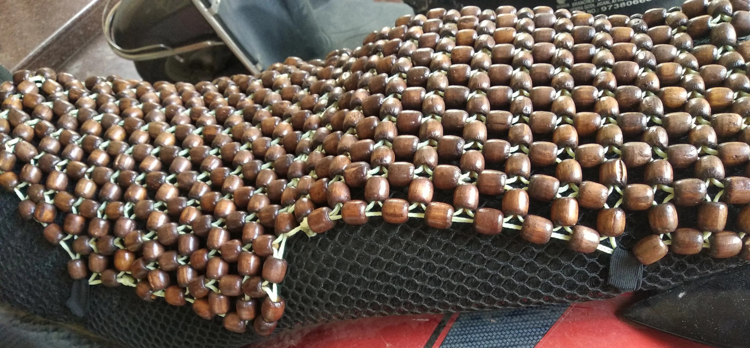 Image of Q1 Beads Acupuncture Design Wooden Beads Bike seat Cover -Full seat Cushion /air Cushion /Gel /seat pad for Bike & Scooty - Pack of 1 (L-Universal fit, Coffee Color) Single Bike Seat Cover For Yamaha, Suzuki, Hero, TVS, Royal Enfield, Honda, Bajaj, Kinetic Avenger 160, Activa 6G, Pleasure, Access 125, Bullet Classic, Maestro Edge, Aviator, Apache RTR 160, Pulsar, CB Shine, Passion Pro, Unicorn, Splendor Plus, Thunder Bird 500, Maestro