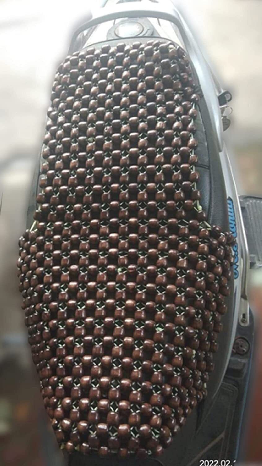 Image of Q1 Beads Wooden Beads Scooter /Scooty Seat Cover for Long Rides Single Bike Seat Cover For Honda, Hero, Suzuki, TVS, Yamaha, NA Activa, Access, S1, S1 Pro, Wego, Vespa, Aviator, Fascino, Jupiter, Pleasure, Ray, SS 125