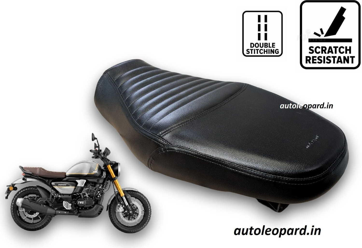 Image of AUTOLEOPARD RONIN 225 PREMIUM QUALITY SOFT TOUCH RUBBER FOAM Single Bike Seat Cover For TVS NA