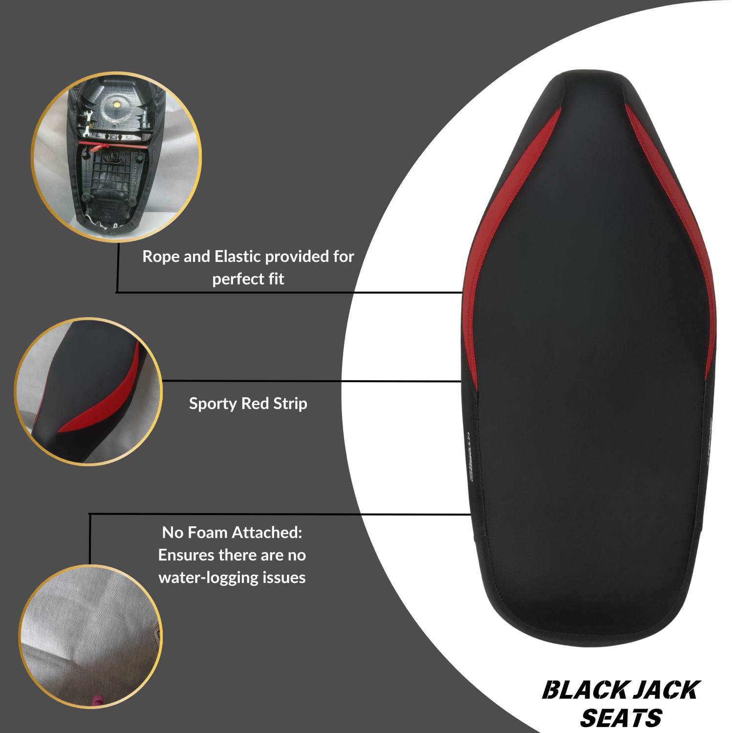 blackjackseats Premium Stripe Seat Cover for TVS NTorq 125 - Image 2