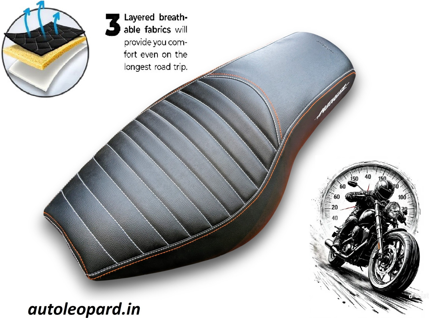 Image of AUTOLEOPARD AVENGER CRUISER 220 PREMIUM QUALITY Single Bike Seat Cover For Bajaj Avenger 220 DTS-i