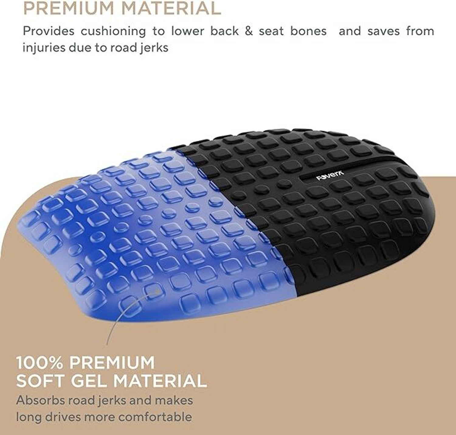 Image of FOVERA Motorcycle Gel Cushion - Supports Sit Bones, Tailbone, and Buttock Muscles- Single Bike Seat Cover For Universal For Bike NA