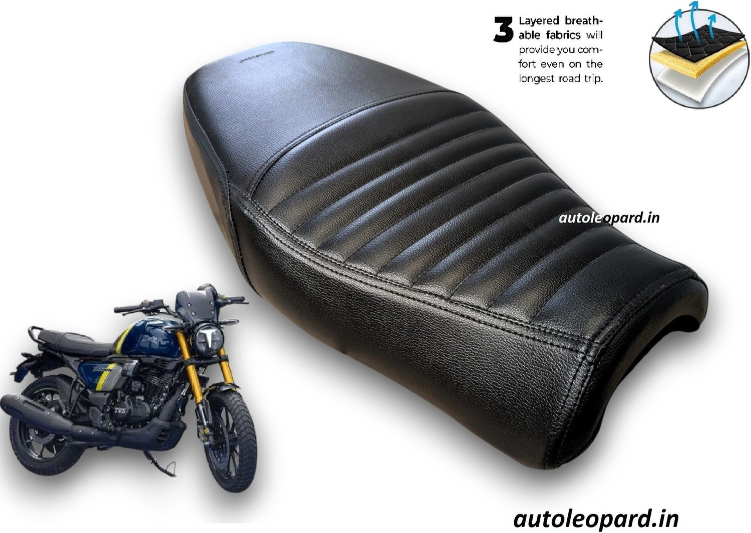 Image of AUTOLEOPARD RONIN 225 PREMIUM QUALITY SOFT TOUCH RUBBER FOAM Single Bike Seat Cover For TVS NA