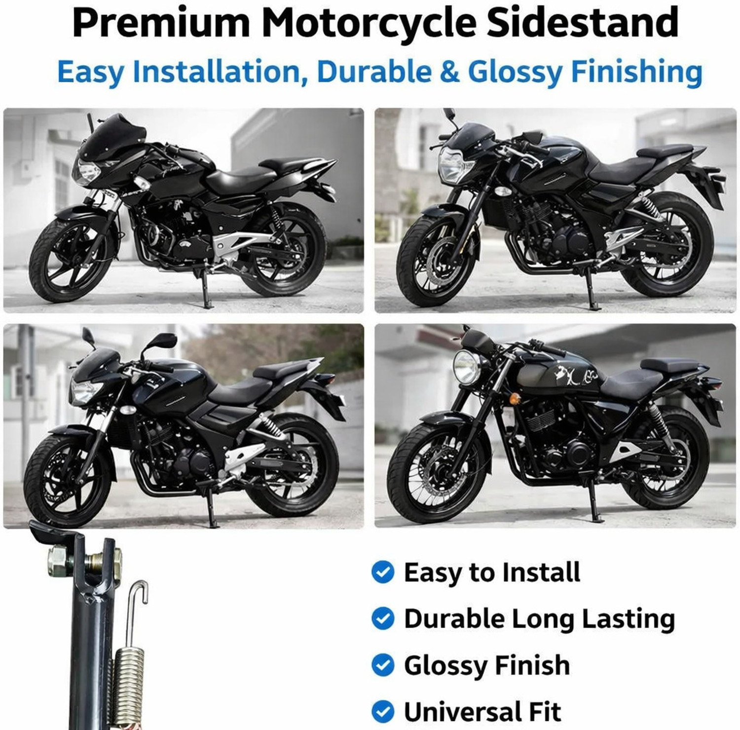 Image of Svr Pulsar 150 Side Stand | Heavy Duty | Glossy Black Finish | Easy Installation Bike Side Stand