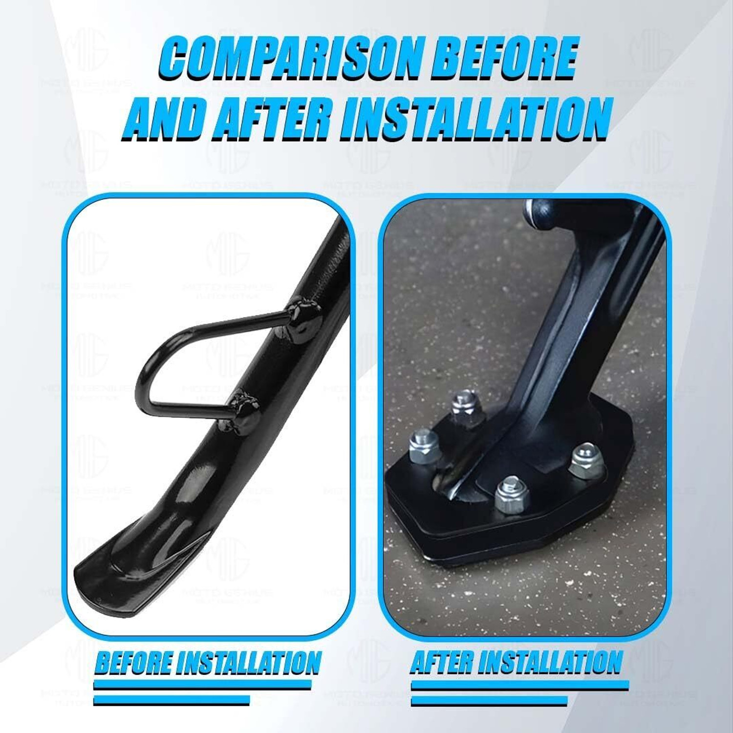Image of Moto Genius Side Stand Extender for RE Himalayan 450 | Heavy Duty Iron Parking Support Side Stand