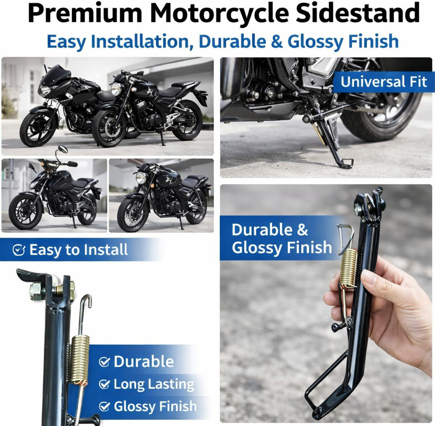 Image of Svr Pulsar 150 Side Stand | Heavy Duty | Glossy Black Finish | Easy Installation Bike Side Stand