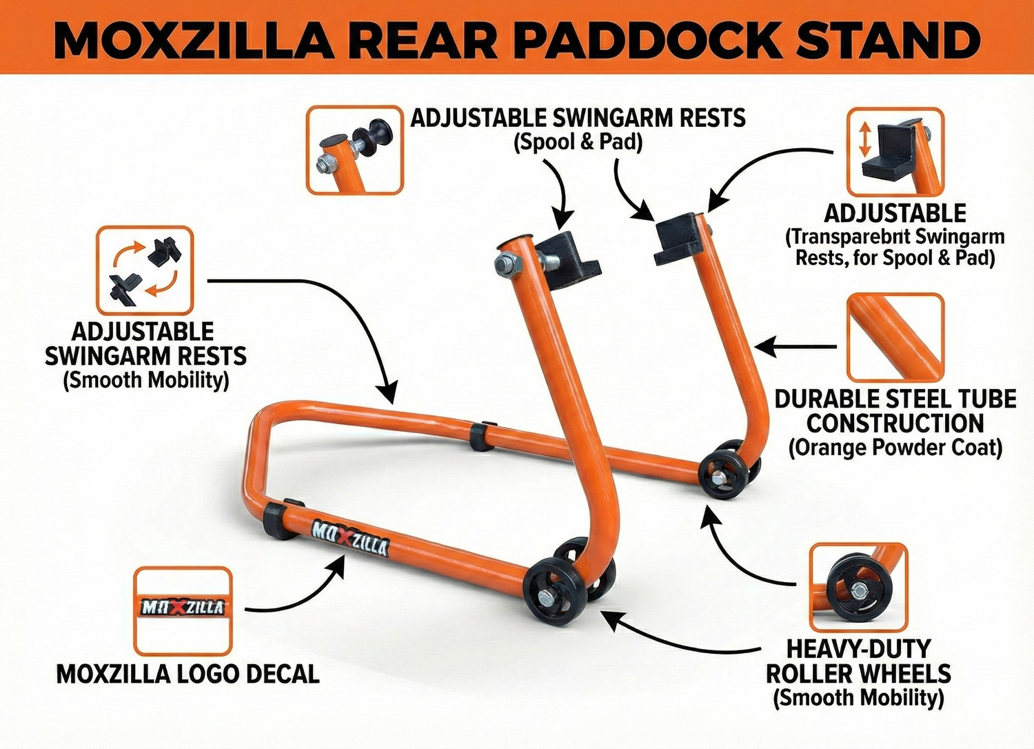 Image of MOXZILLA Universal Paddock Stand Red Suitable for All bikes Bike Storage Stand