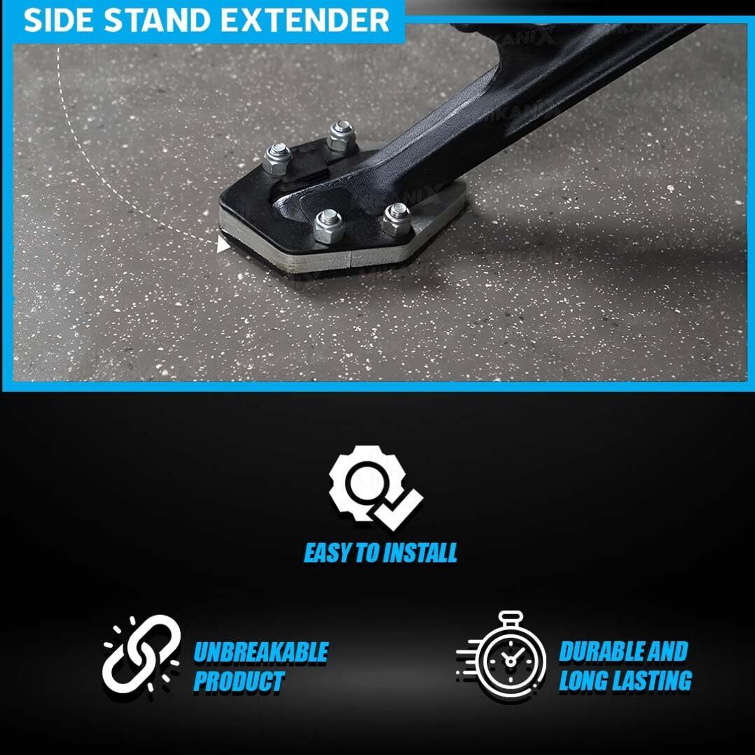 Image of Moto Genius Side Stand Extender for RE Himalayan 450 | Heavy Duty Iron Parking Support Side Stand