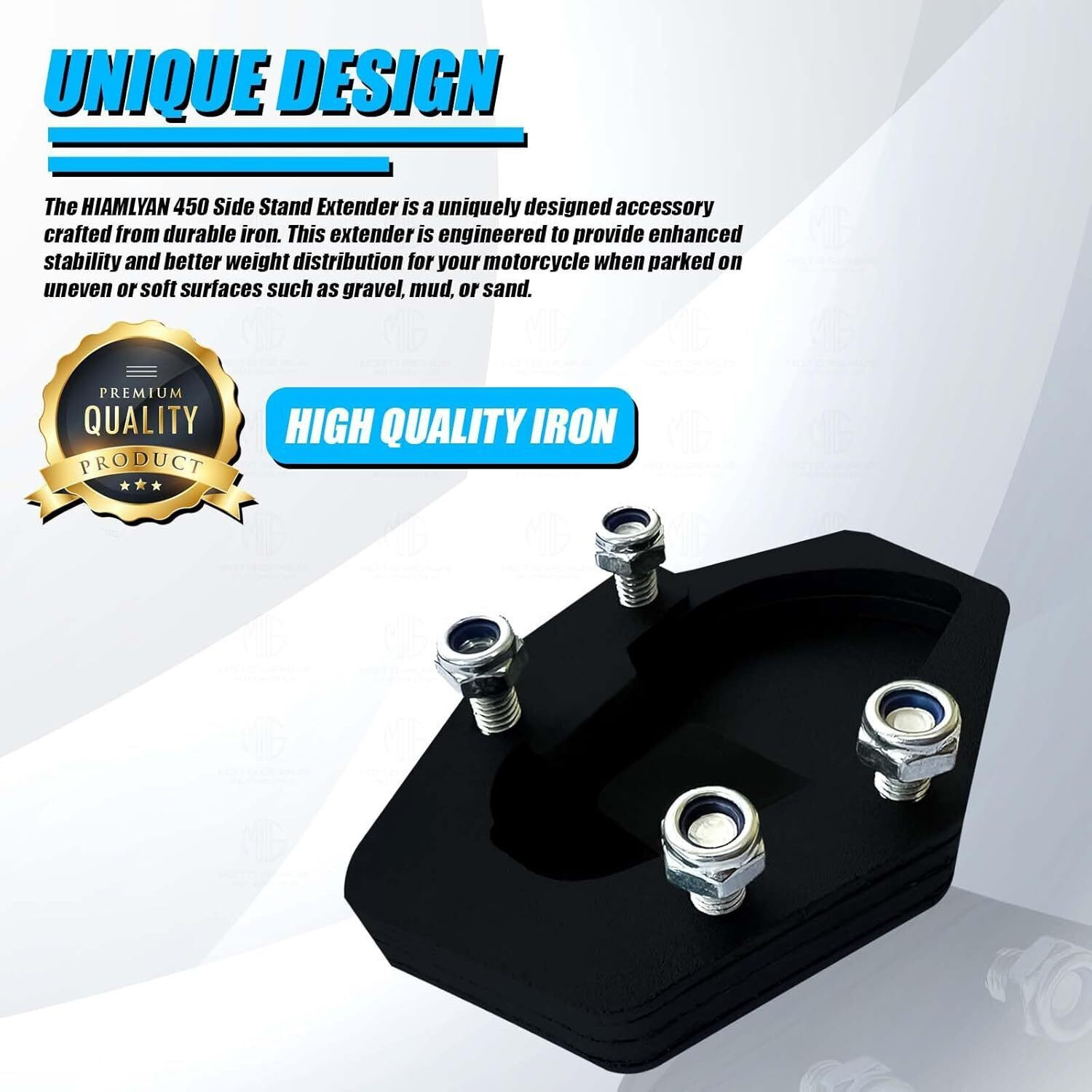 Image of Moto Genius Side Stand Extender for RE Himalayan 450 | Heavy Duty Iron Parking Support Side Stand