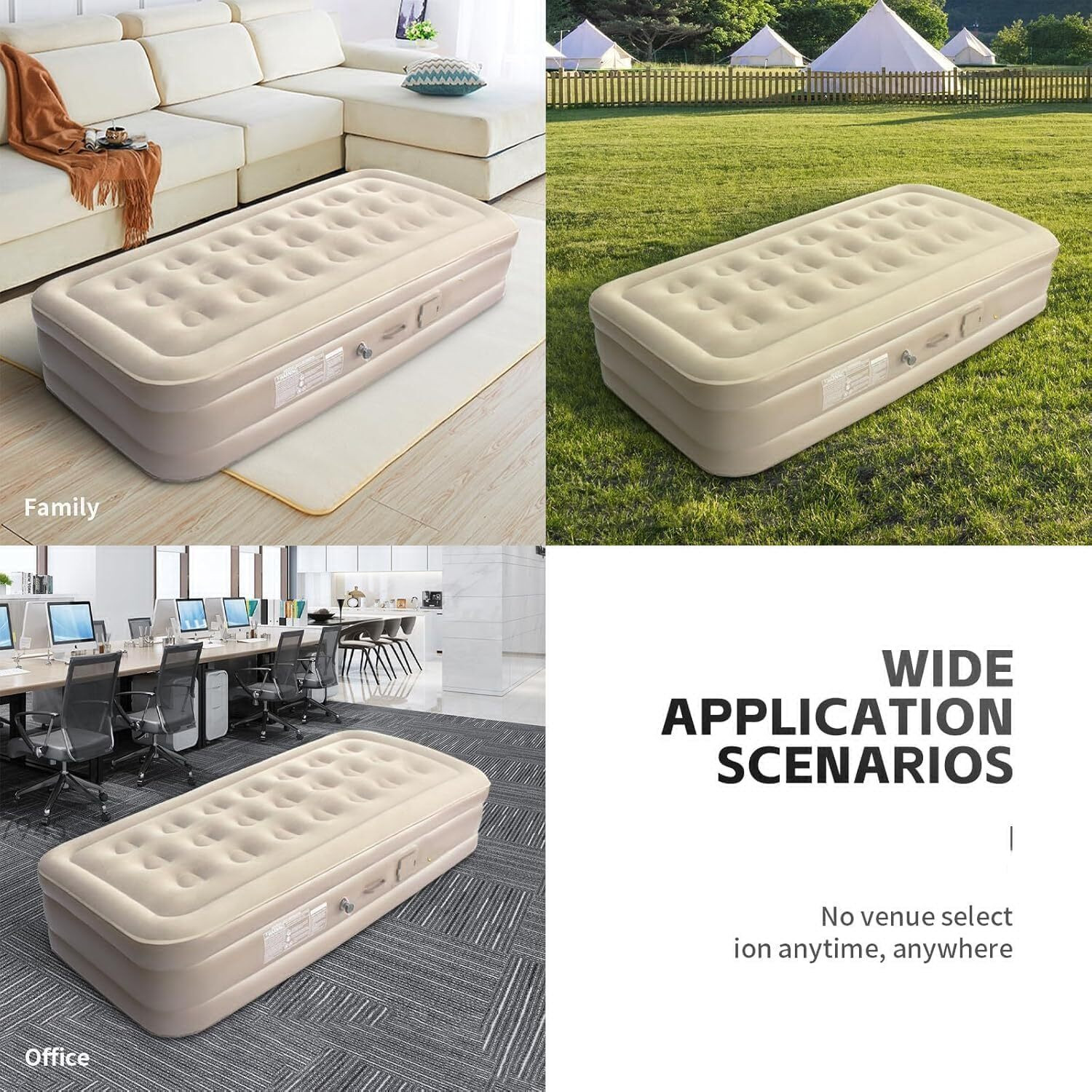 Image of DHYEY ENTERPRISE Single Size Inflatable Air Bed with Built-in Pump (190 x 100 x 40 cm) Leatherette 2 Seater Inflatable Sofa
