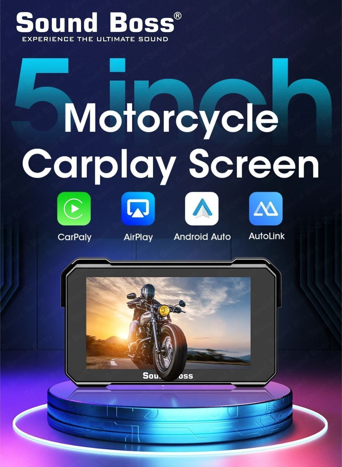 Image of Sound Boss 5 Inch Smart Screen-Wireless CarPlay & Android Auto Touchscreen Bike Stereo System