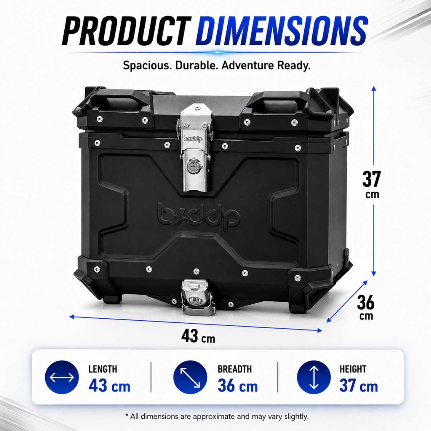 Image of AutoPowerz 45L Motorcycle Top Case Aluminum Motorcycle Tail Box for Store Helmet Luggage Bike Storage Stand