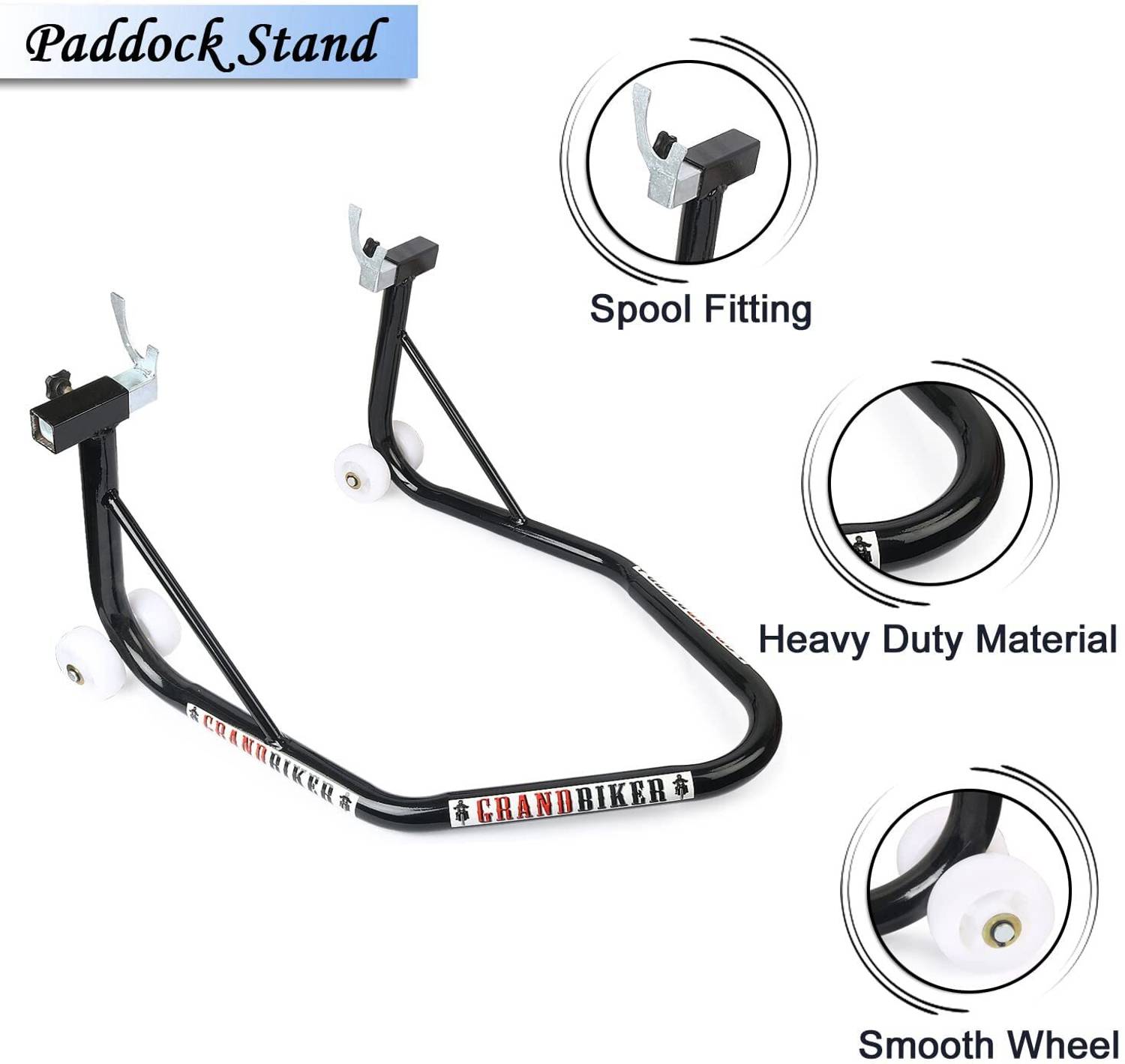 Grandbiker Rear Paddock Stand with Spool Lifting Holders for