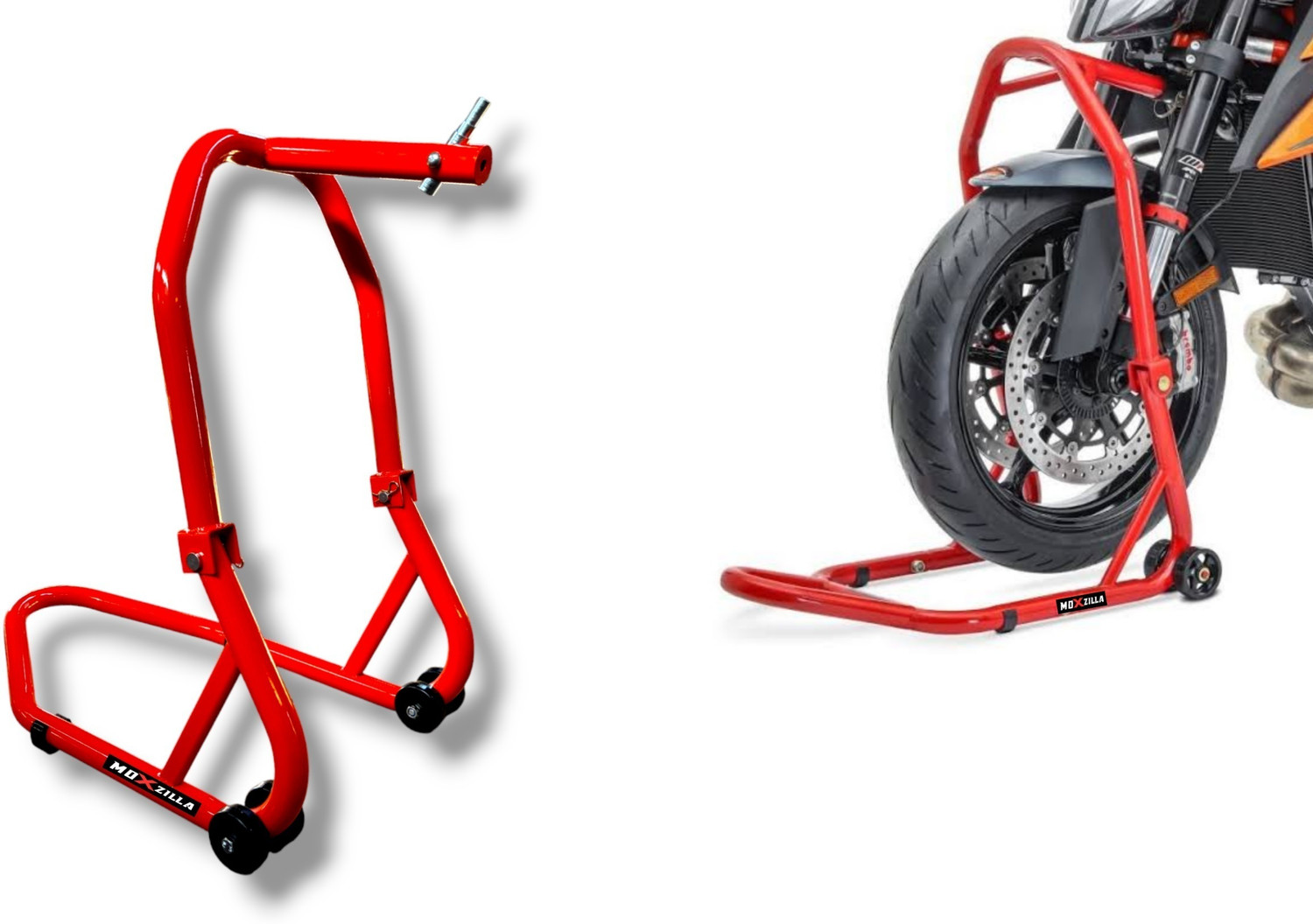 Image of MOXZILLA 2 in 1 Universal Front and rear wheel Paddock Stand Suitable for all Model Bikes Bike Storage Stand