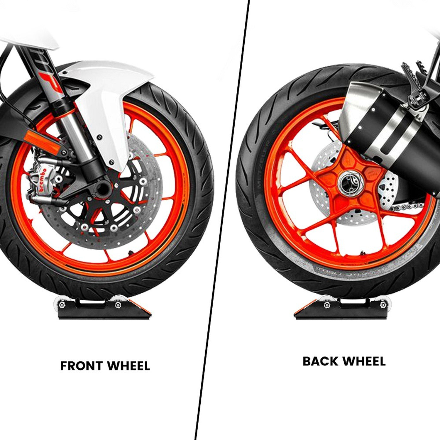 Image of GrandPitstop Paddock Stand Wheel Roller for Motorcycle Chain Cleaning and Bikes Lubrication Bike Storage Stand