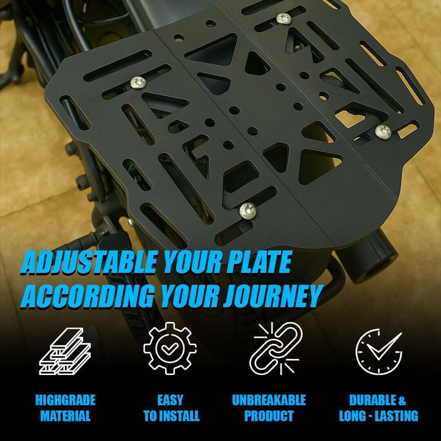 Image of Moto Genius Universal Adjustable Top Base Plate for Luggage Rack Bike Storage Stand
