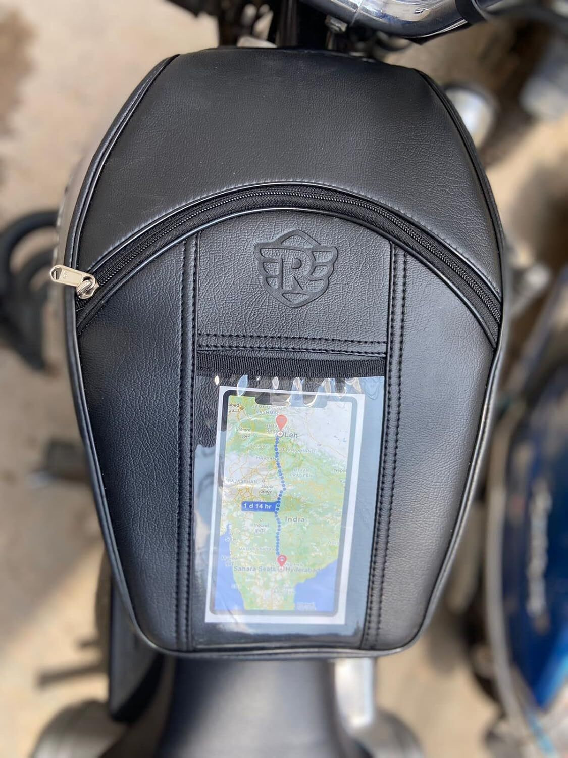 Image of RBM Classic Royal Edition Motorcycle Fuel Tank Bag Bullet Bike Fuel Tank Cover Strap Royal Enfield Universal For Bike Bike Tank Cover
