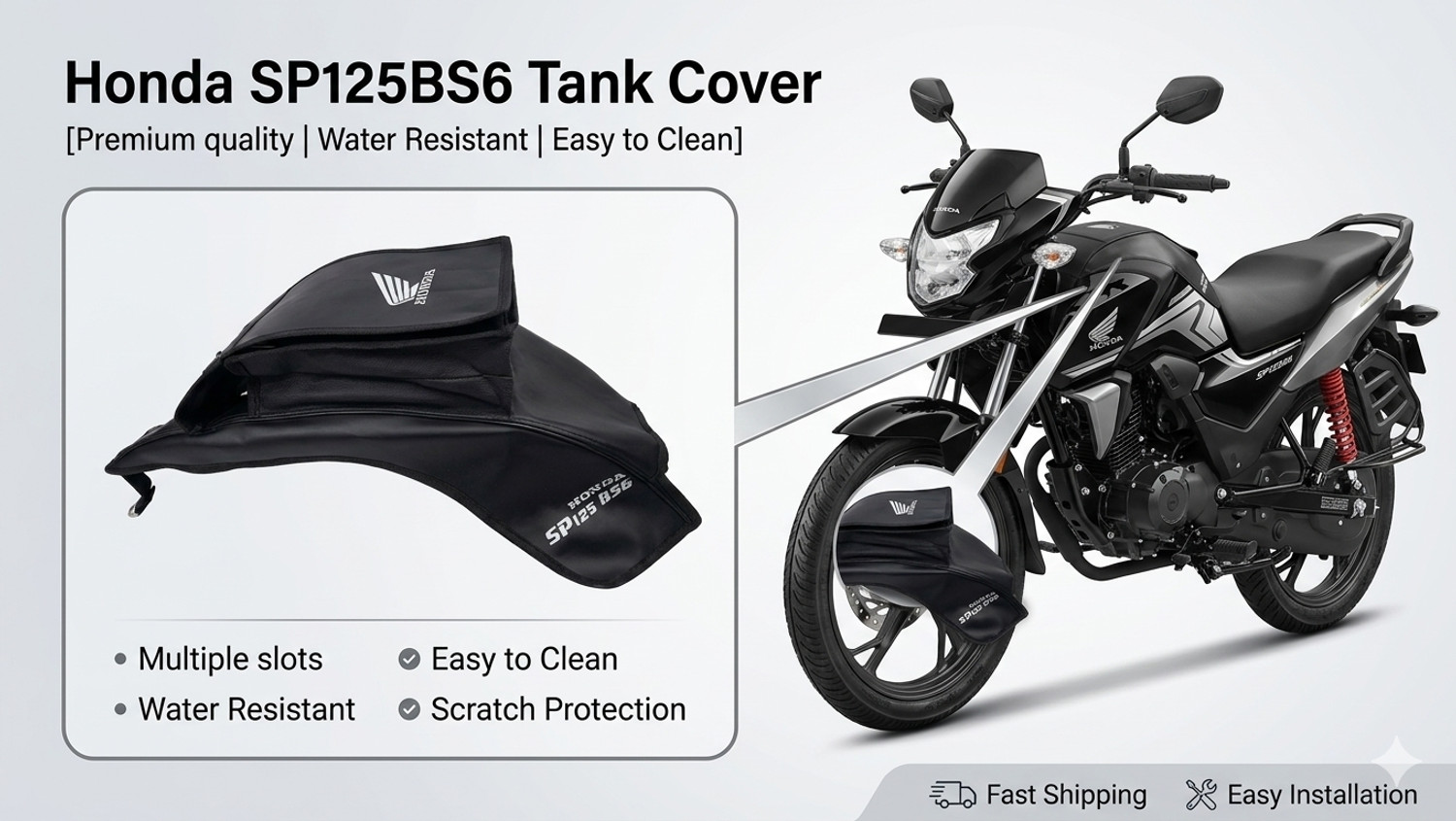 Image of Al ameen CTC-013 Strap Honda SP125 Bike Tank Cover