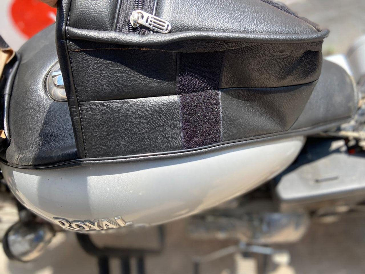 Image of RBM Classic Royal Edition Motorcycle Fuel Tank Bag Bullet Bike Fuel Tank Cover Strap Royal Enfield Universal For Bike Bike Tank Cover
