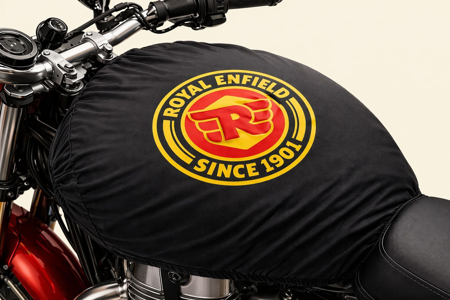 Image of turboracing Tank Protection Cover tank cover rebon (Black) Strap Royal Enfield Universal For Bike Bike Tank Cover