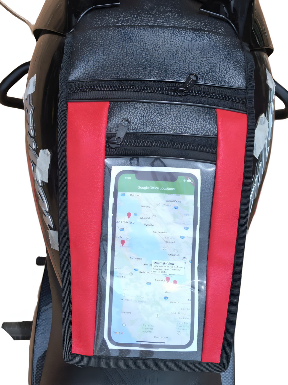 Image of REXIN M D Liners Red Mobile pouch Strap Bajaj Pulsar Bike Tank Cover