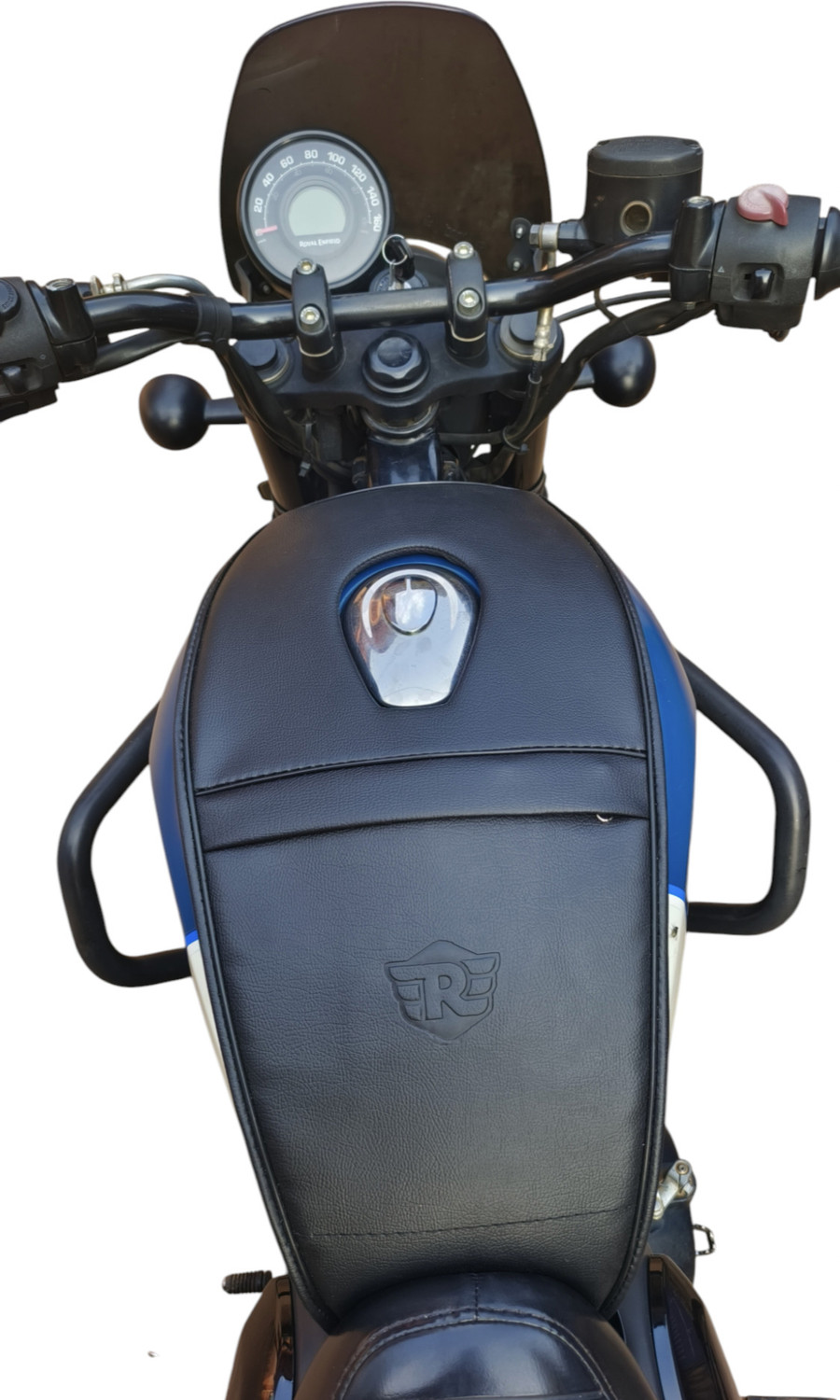Image of TRENDZ REXINE WORK TANK COVER FOR ROYAL ENFIELD HUNTER 350 ALL NEW MODEL classic REBORN standard Strap Royal Enfield Classic 350, Electra Bike Tank Cover