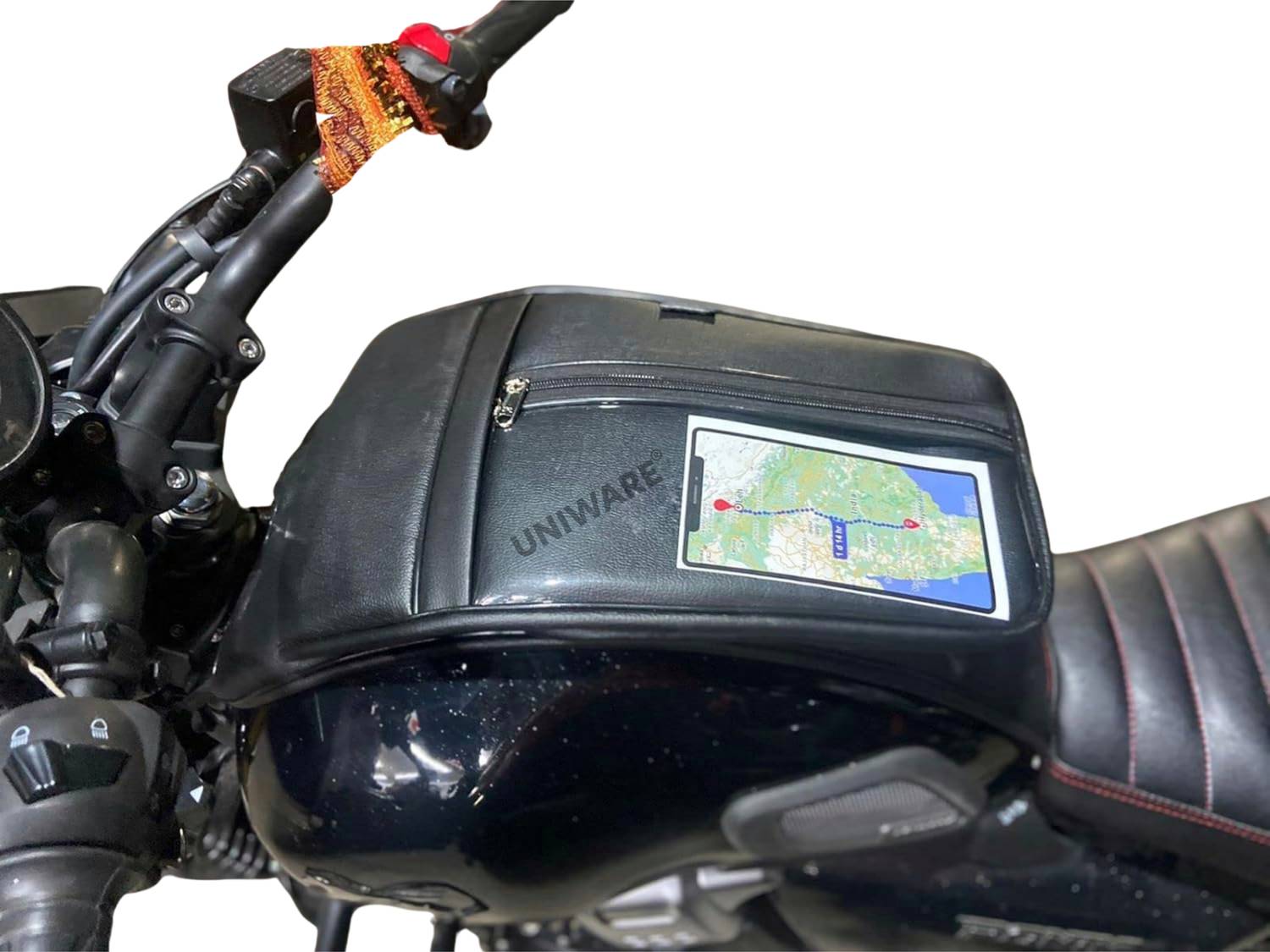 Uniware Ronin Leather Tank Cover/Bag for TVS NA Bike - Image 1