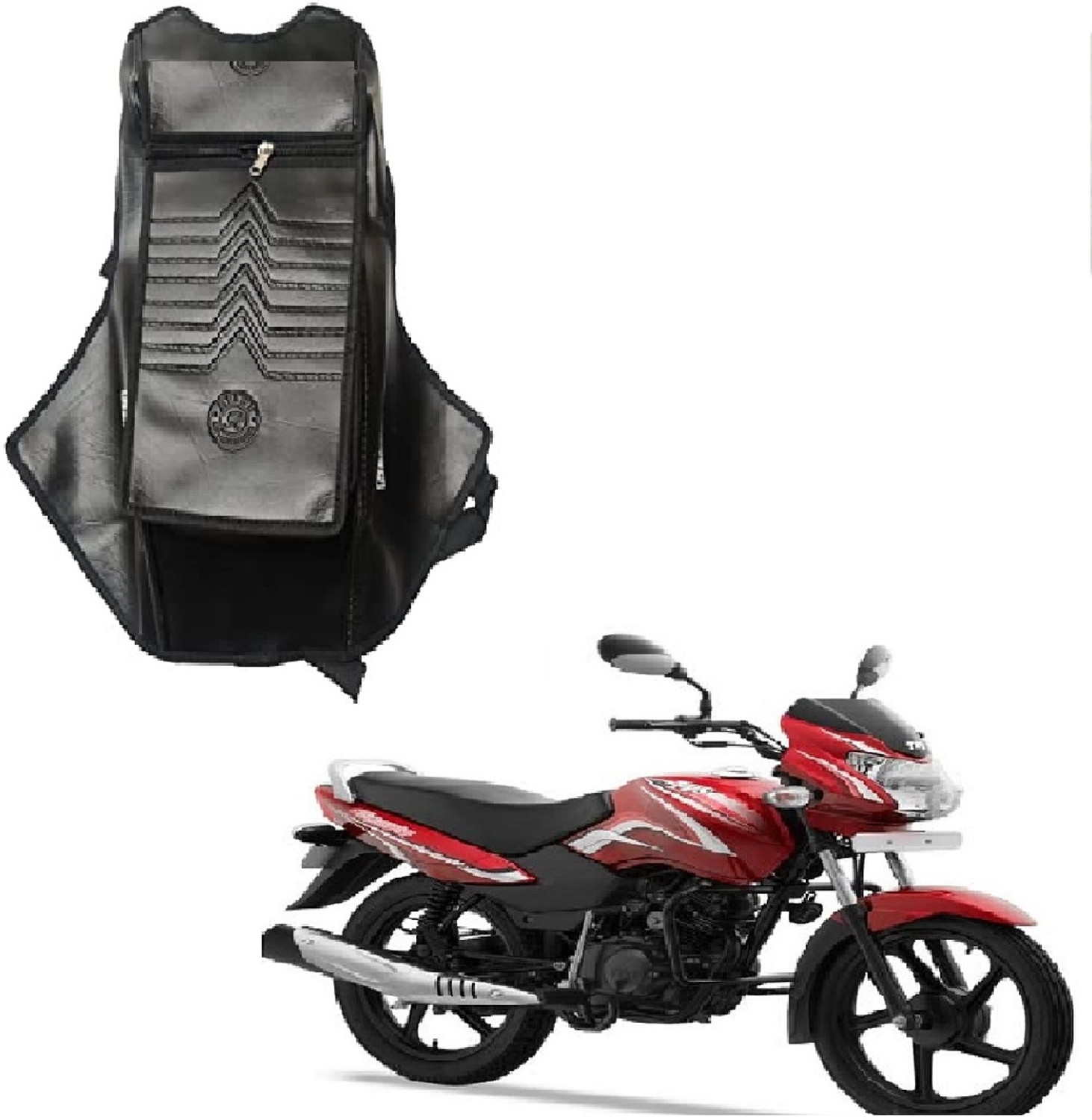 Image of ASESOMECREATION TANK COVER WATERPROOF LEATHER (BLACK Strap TVS Sport Bike Tank Cover