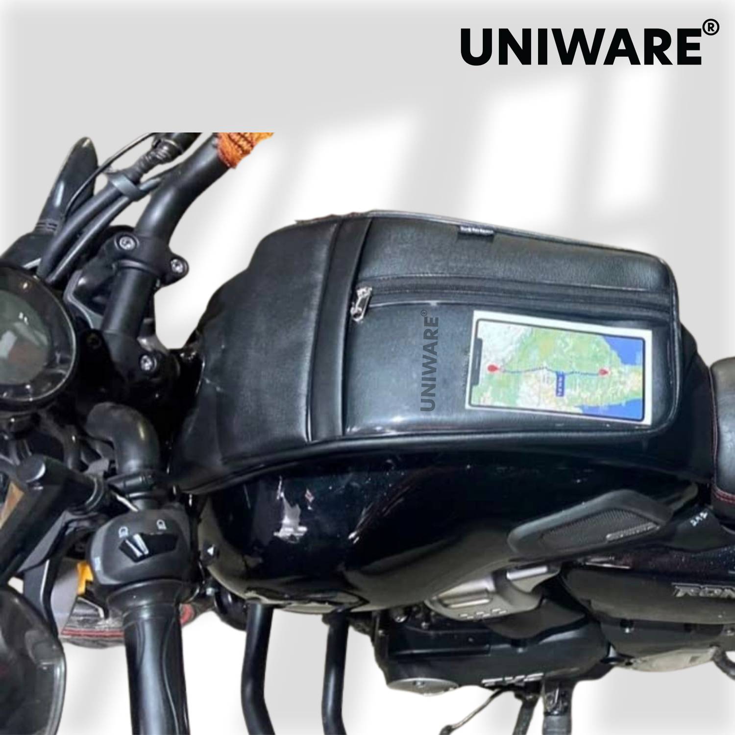 Uniware Ronin Leather Tank Cover/Bag for TVS NA Bike - Image 2