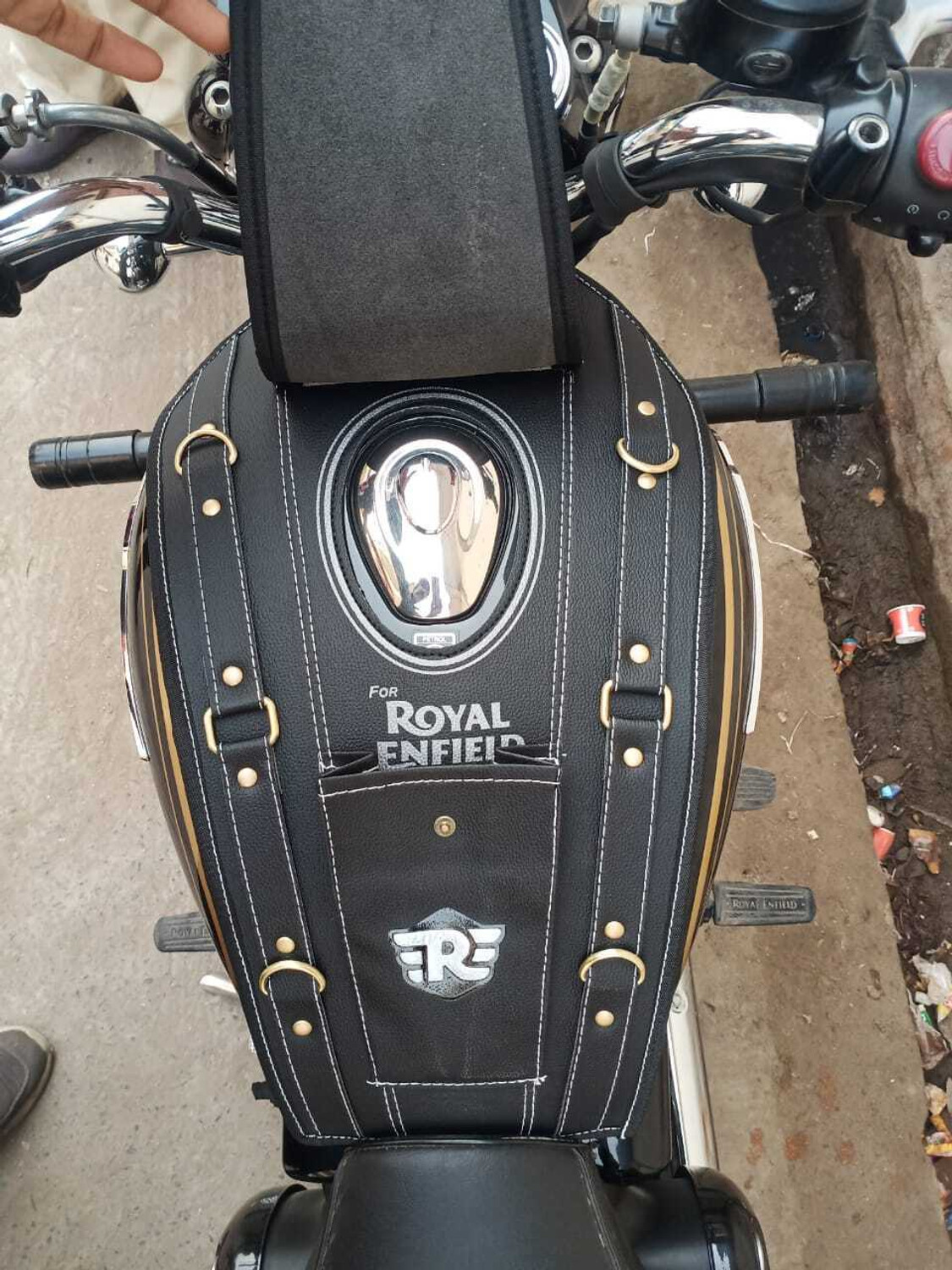 Image of SPIRETON for royal enfield petrol tank cover Strap Royal Enfield Classic, Strap Royal Enfield Classic, Classic 350, Classic 500, Electra, Classic Desert Storm Bike Tank Cover