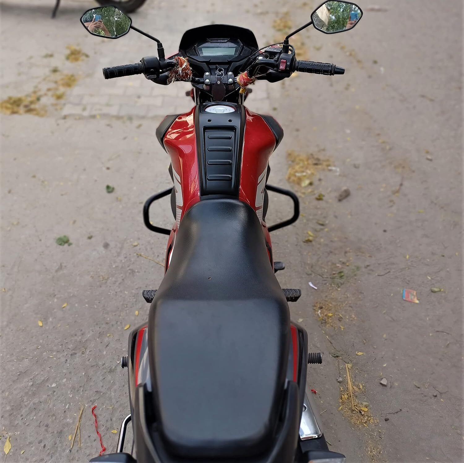 Image of ASRYD TankTie for Honda SP125 (Black) Strap Honda SP125 Bike Tank Cover