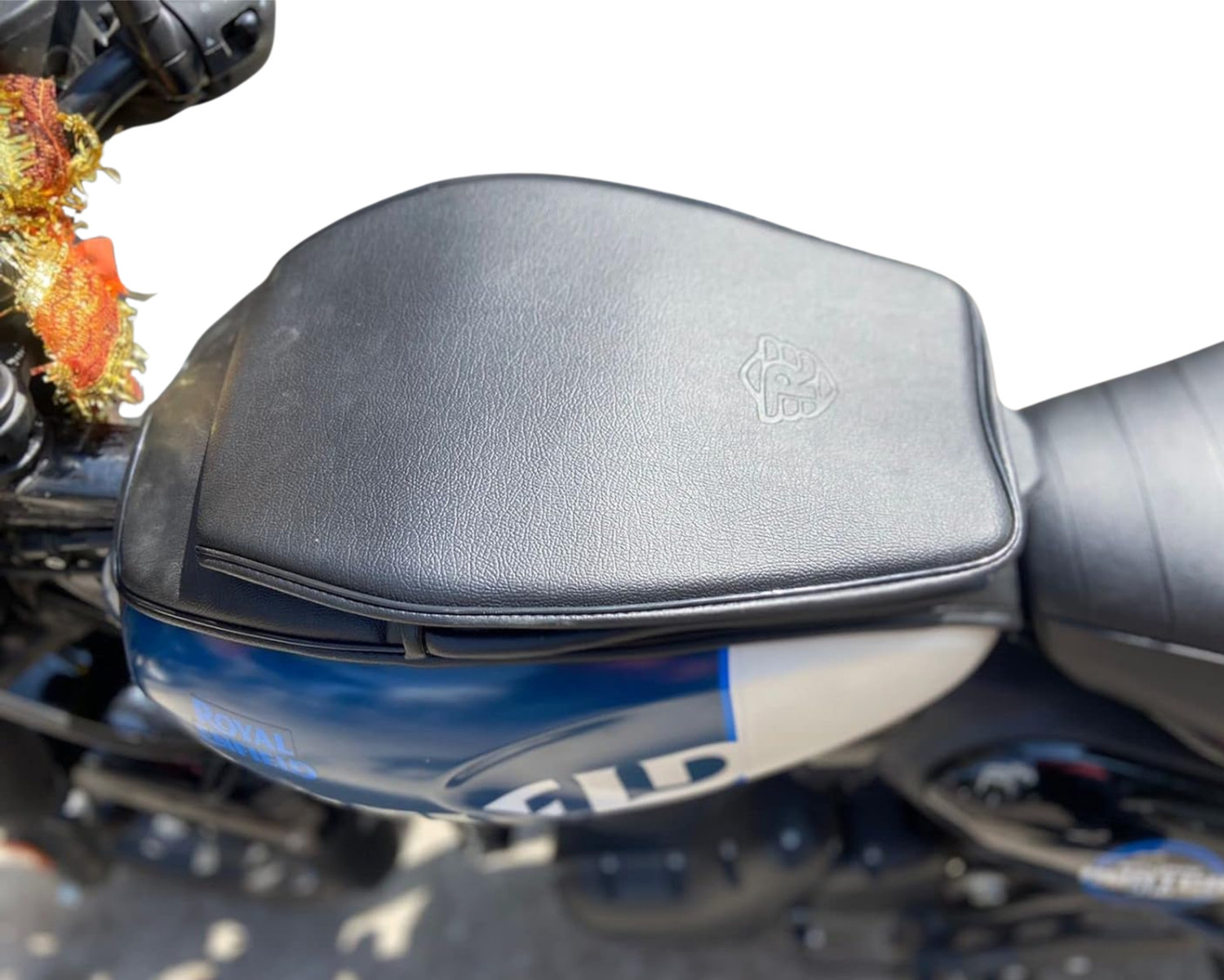 Image of Uniware RE Hunter 350 Leather Scratch Proof Unique Plain Black Tank Cover /Tank Bag Strap Royal Enfield NA Bike Tank Cover